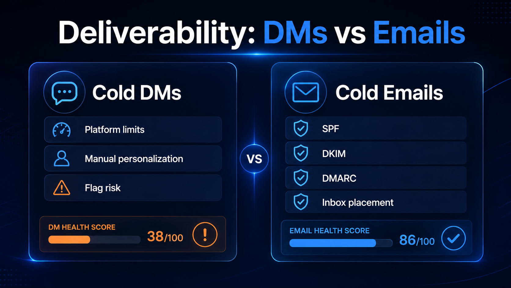 Cold DM vs cold email deliverability comparison