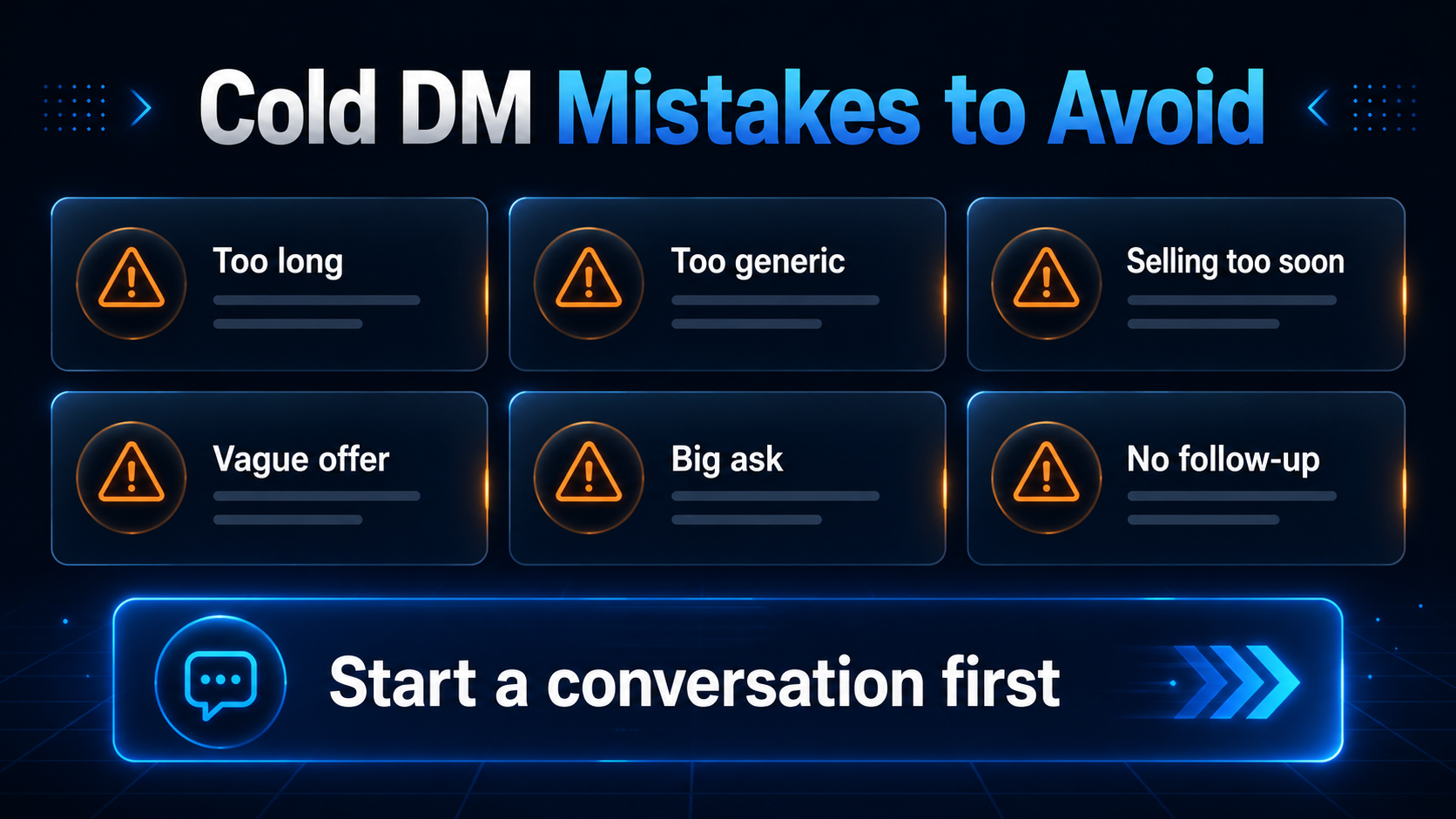 Cold DM reply tips infographic